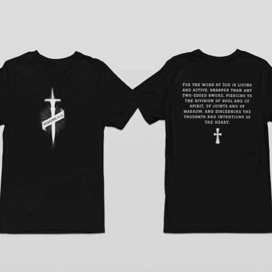 ヘブル人への手紙 4:12 聖書の詩 キリスト教の十字架信仰 Tシャツ