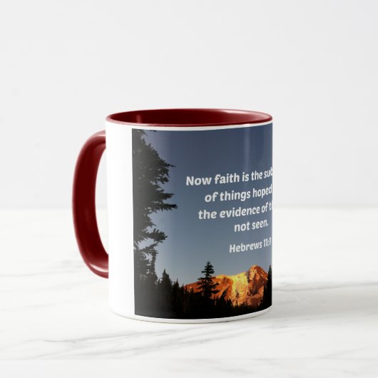 ヘブル人11:1今や信仰は物の実体である マグカップ (正面左)