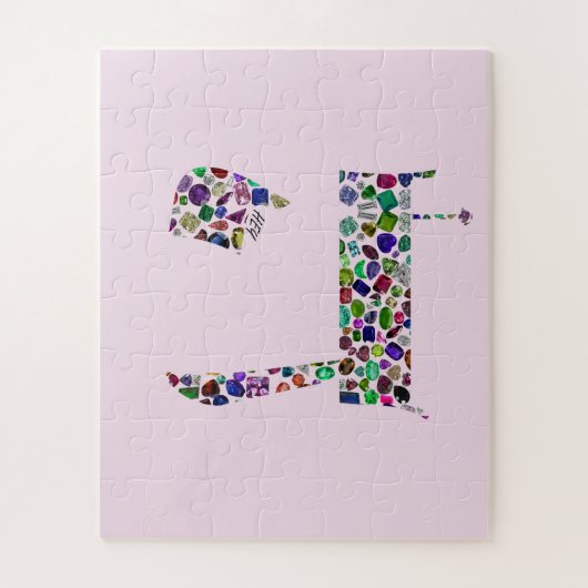 ヘブル文字ヘイ宝石で作られたHEY ジグソーパズル (縦)