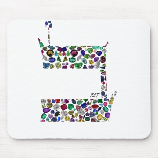 ヘブル文字BET （宝石で作成） マウスパッド (正面)
