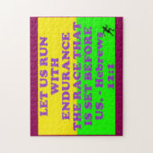 ヘブル書12:1の聖書の聖句。 ジグソーパズル (縦)