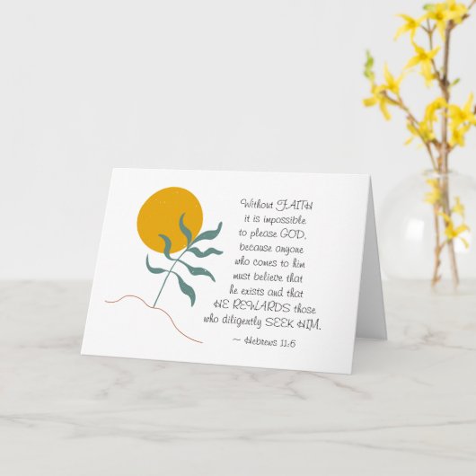 ヘブル11:6信仰のない者は神を願う カード (黄色い花)