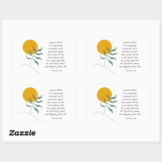 ヘブル11:6信仰のない者は神を願う 長方形シール (シート)