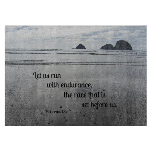 ヘブル12:1我々は耐走久力をもって… カッティングボード (正面)