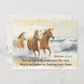 ヘブル12:1耐久バイブル走ホースで私たちを行こう ポストカード (正面/裏面)