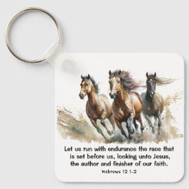 ヘブル12:1走 Endurance Horse Bible Verse キーホルダー