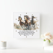 ヘブル12:1走 Endurance Horse Bible Verse スクエア壁時計 (ホーム)