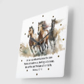 ヘブル12:1走 Endurance Horse Bible Verse スクエア壁時計 (傾斜)