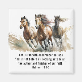ヘブル12:1走 Endurance Horse Bible Verse マグネット