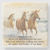 ヘブル12 1-2耐久バイブルで走私たちに行こう ストーンコースター (正面)