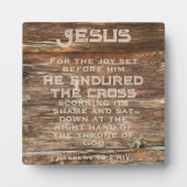 ヘブル12:2イースターバイブル聖句ウェザードウッド フォトプラーク (正面)