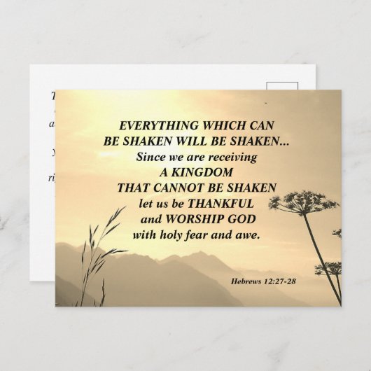 ヘブル12:27-28動揺することができるすべてのもの ポストカード (正面/裏面)