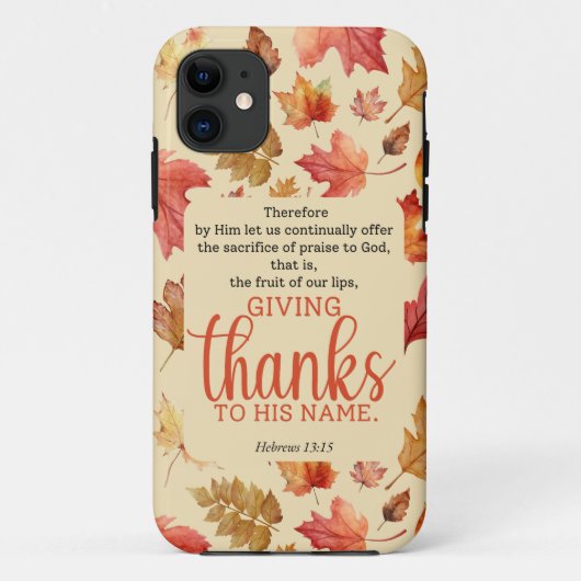 ヘブル13:15 Thanksgiving Bible Verse Autumn秋 Case-Mate iPhoneケース (裏面)