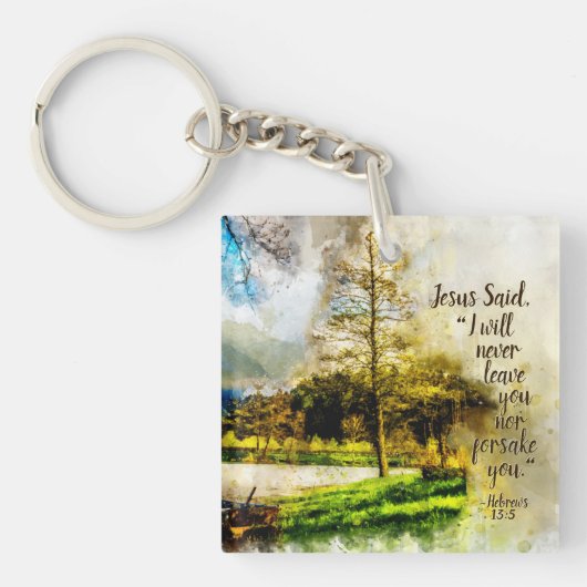 ヘブル13:5わたしは決してあなた離れを見捨てず、あなたを見捨てない キーホルダー (正面)