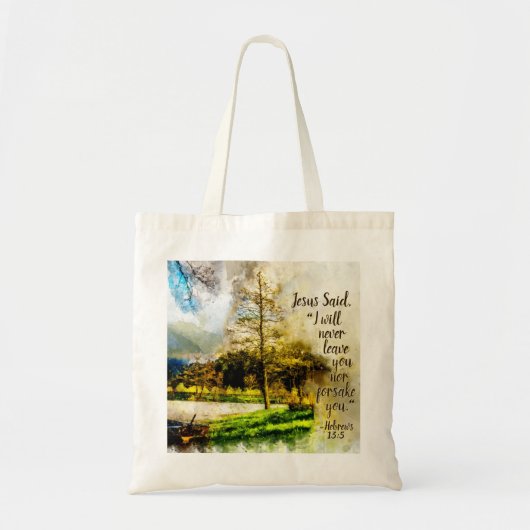 ヘブル13:5わたしは決してあなた離れを見捨てず、あなたを見捨てない トートバッグ (正面)