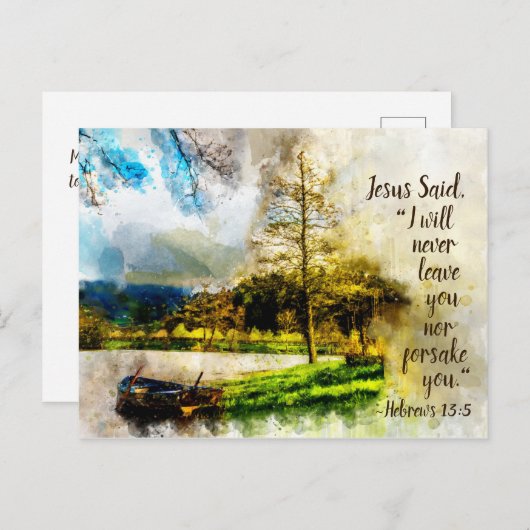 ヘブル13:5わたしは決してあなた離れを見捨てず、あなたを見捨てない ポストカード (正面/裏面)