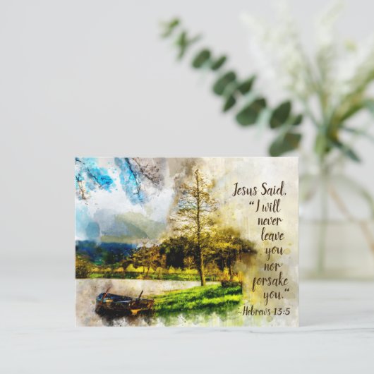 ヘブル13:5わたしは決してあなた離れを見捨てず、あなたを見捨てない ポストカード (スタンド正面)
