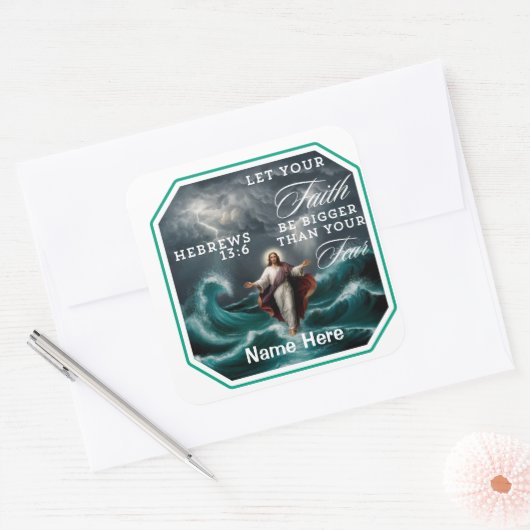 ヘブル13:6恐怖の肯定の信仰カスタムの信仰 スクエアシール (封筒)