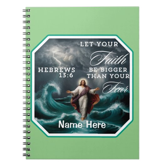 ヘブル13:6恐怖の肯定の信仰カスタムの信仰 ノートブック (正面)