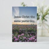 ヘブル13:8 KJV聖書聖なる書物、 経典Pic Flat Greeting カード (スタンド正面)