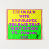 ヘブレウス12:1の聖書の一節。 タペストリー (正面(横))