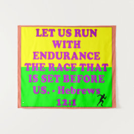 ヘブレウス12:1の聖書の一節。 タペストリー