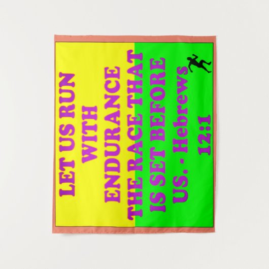 ヘブレウス12:1の聖書の一節。 タペストリー (正面)