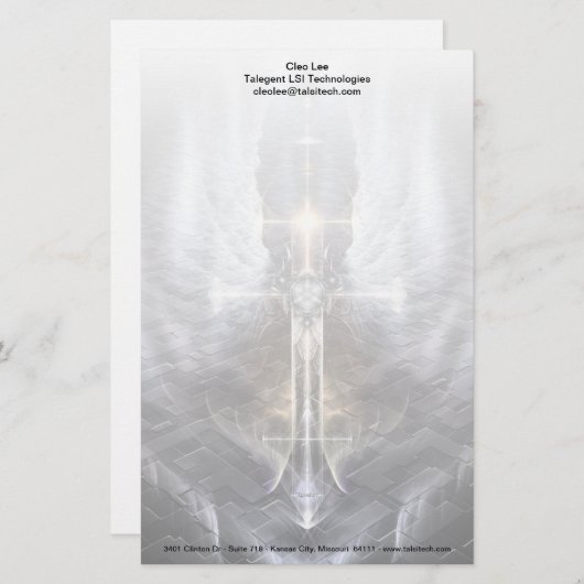 ヘブンアンジェルウィングクロスフラクタルアート文房具 便箋 (正面/裏面)