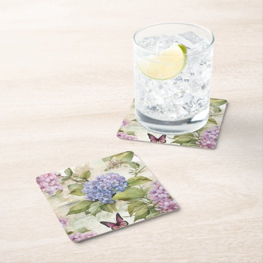 ヘブンリーアジサイ調和 スクエアペーパーコースター (インサイチュ)