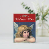 ヘブンリーエンジェルガールクリスマスパーソナライズされたホーン シーズンポストカード (スタンド正面)