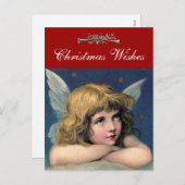 ヘブンリーエンジェルガールクリスマスパーソナライズされたホーン シーズンポストカード (正面/裏面)