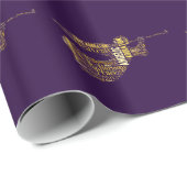 ヘブンリーエンジェル金ゴールドワードクラウドオンパープルラップ ラッピングペーパー (ロールコーナー)