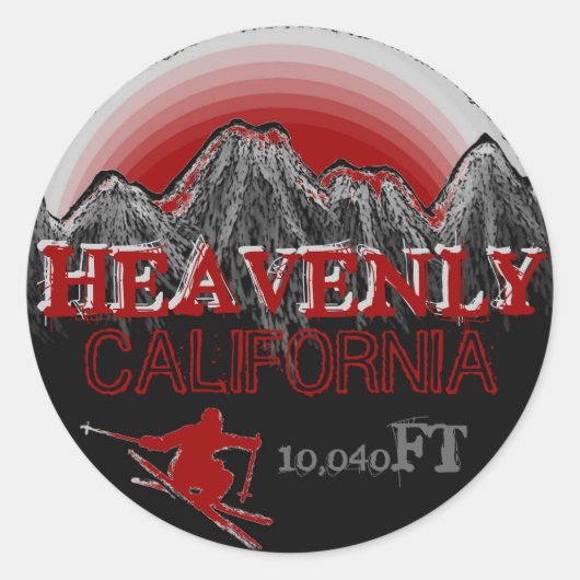 ヘブンリーカリフォルニアのレッドスキーアートシール ラウンドシール (正面)