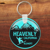 ヘブンリーカリフォルニアティール(緑がかった色)スノーボードアートキーチェーン キーホルダー (正面)
