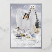 ヘブンリークリスマスイブ、ブルーメルレコリーエンジェル –  箔シーズンカード (正面)