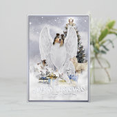 ヘブンリークリスマスイブ、ブルーメルレコリーエンジェル –  箔シーズンカード (立ち正面)