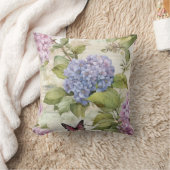 ヘブンリーパープルアジサイ&バタフライ調和 クッション (ブランケット)