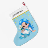 ヘブンリーフェアリーガール&スターオンライトブルー ラージクリスマスストッキング (裏面 (吊り時))