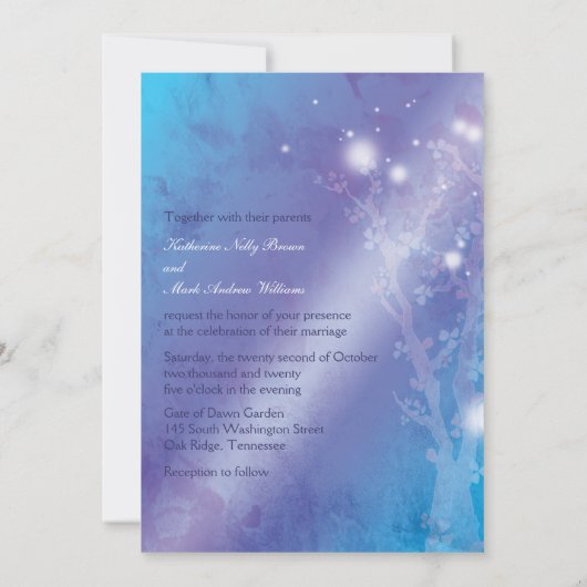 ヘブンリーフォレストきらめくブルー結婚ズ 招待状 (裏面)