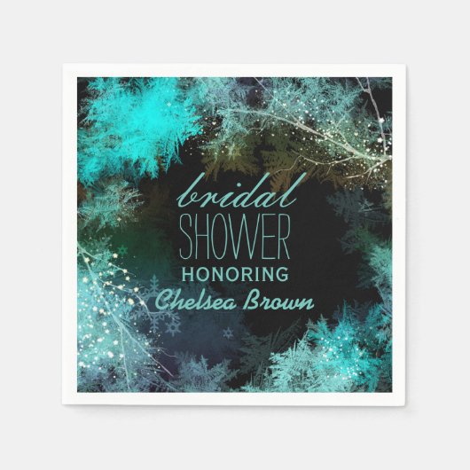 ヘブンリーフォレストターコイズブライダルシャワー スタンダードカクテルナプキン (正面)