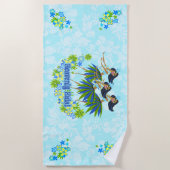 ヘブンリーフラハワイアンフラガールタークハイビスカス ビーチタオル (正面)