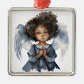 ヘブンリーブラックエンジェルインブルーセレニティ メタルオーナメント (正面)