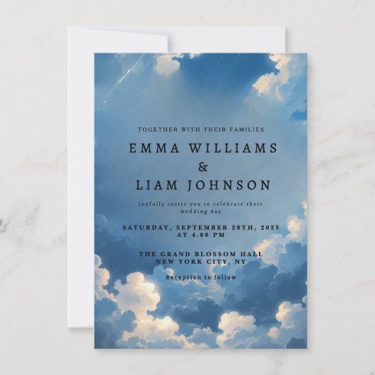 ヘブンリーブルースカイクラウド結婚式招待状 招待状 (正面)