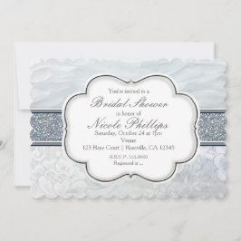 ヘブンリーホワイトラッフルズ&レースエレガント招待状 招待状