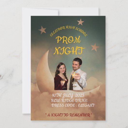 ヘブンリームーンスターダンスプロムナイトフォーマル 招待状 (正面)