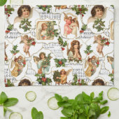 ヘブンリーヴィンテージエンジェルズホリー&ミュージックコラージュ キッチンタオル (折り畳み)