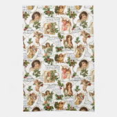 ヘブンリーヴィンテージエンジェルズホリー&ミュージックコラージュ キッチンタオル (縦)