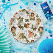 ヘブンリーヴィンテージエンジェルズホリー&ミュージックコラージュ ペーパープレート (パーティー)