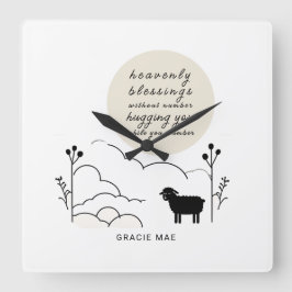 ヘブンリー恵み祈りの言葉 | ニュートラルカラー | 羊 スクエア壁時計