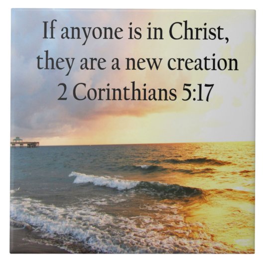 ヘブンリー2コリント5:17海写真デザイン タイル (正面)
